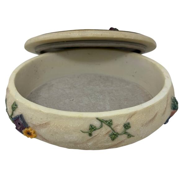 Hand Painted 3D Flower Garden Oval Storage Box - Picture 2 of 10